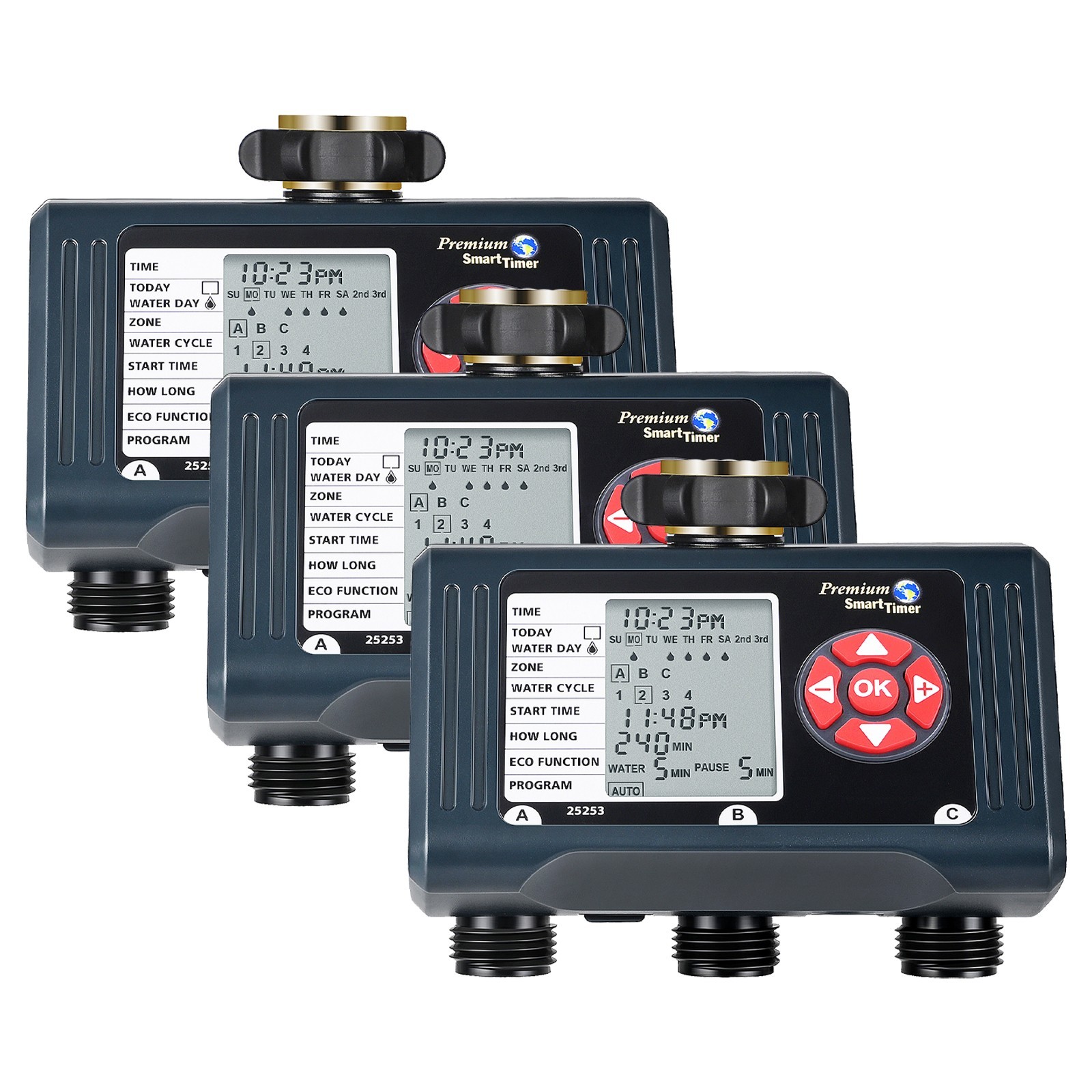 3 Pack Sprinkler Timer 3 Zone Hose Water Timer with 4 Programmable Procedures