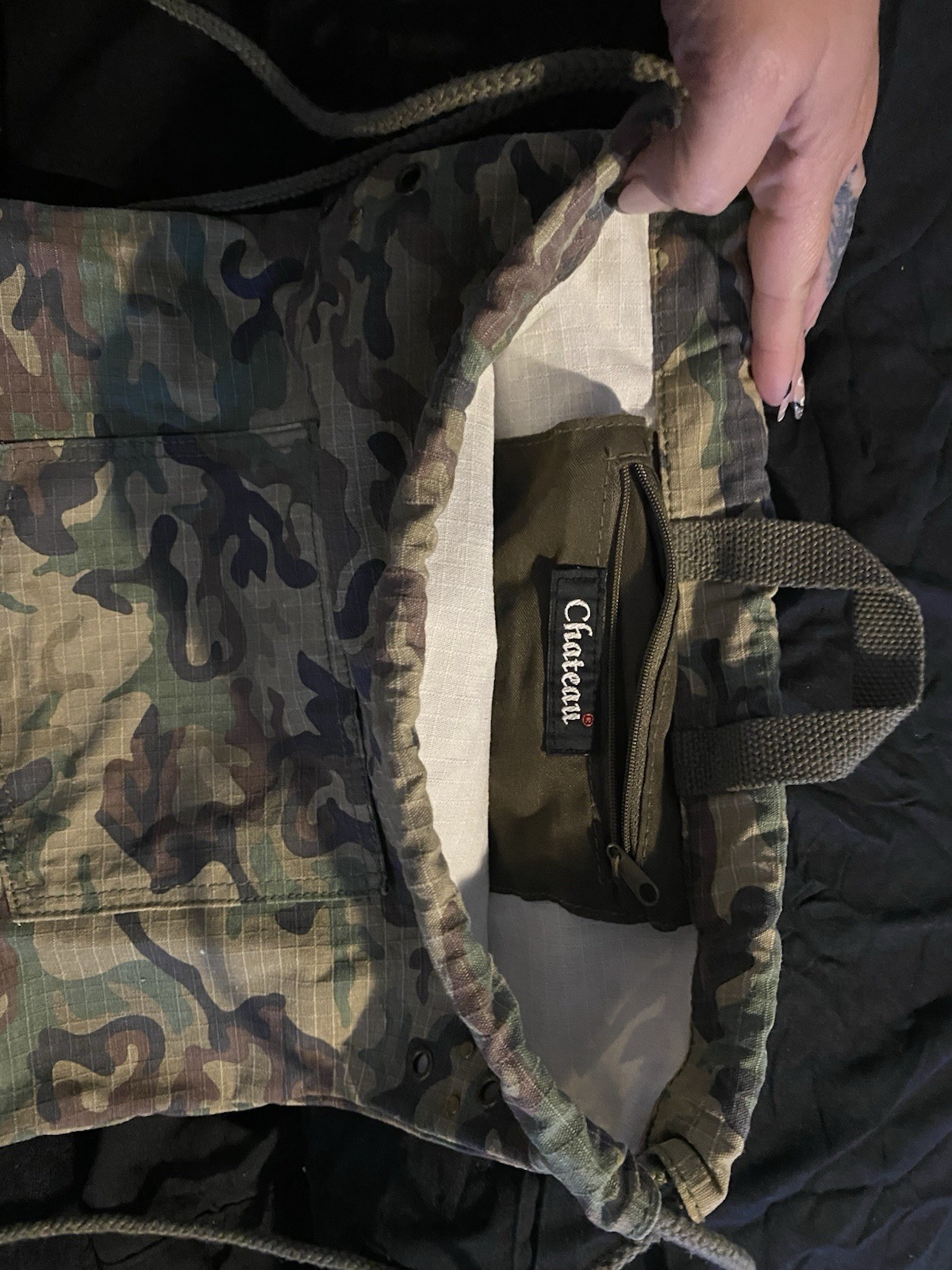 Camouflage Drawstring Backpack Bag with Rope Straps, Militaria Theme