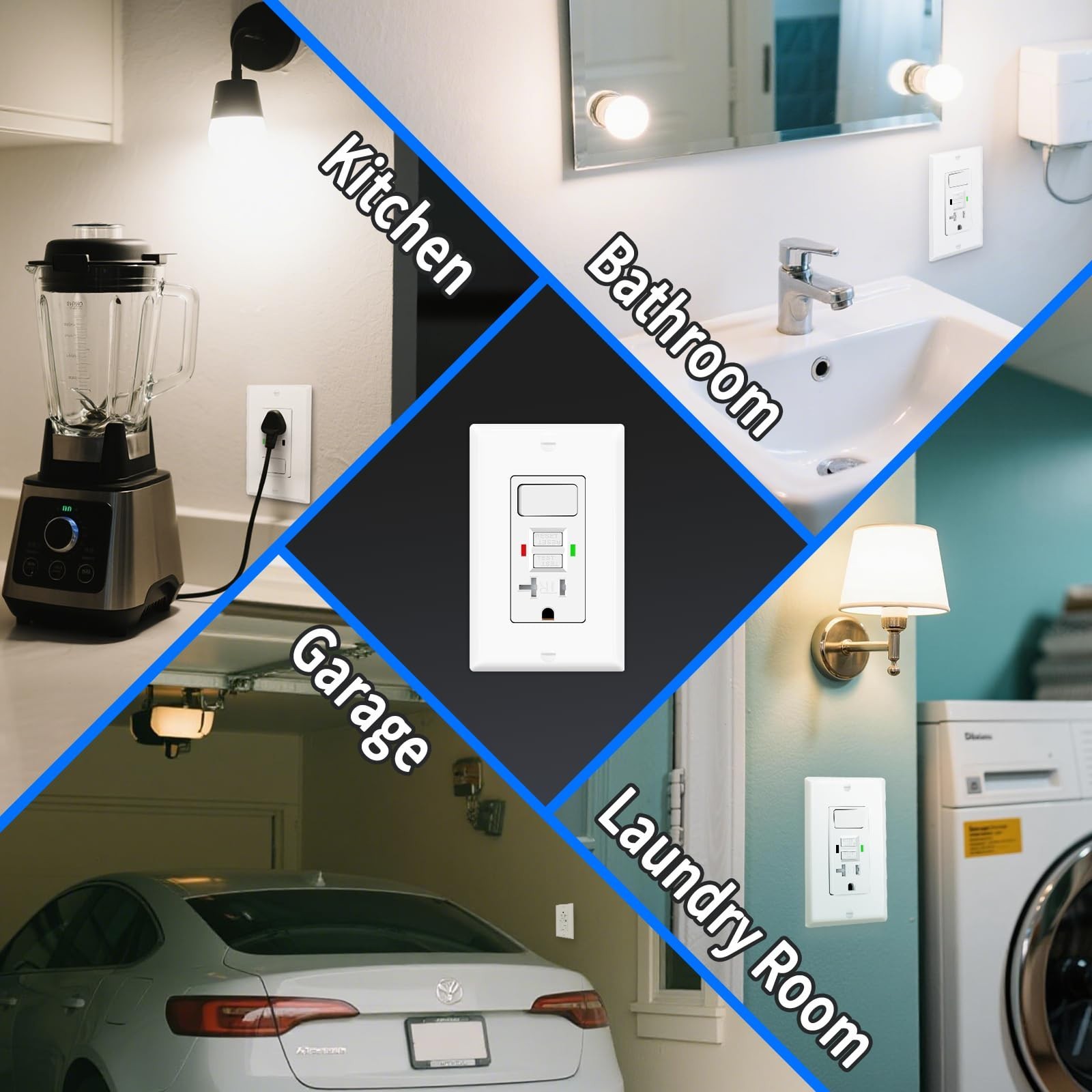 GFCI Outlet with Light Switch, 20 Amp Self-Test GFI Electrical Switch Outlet ...