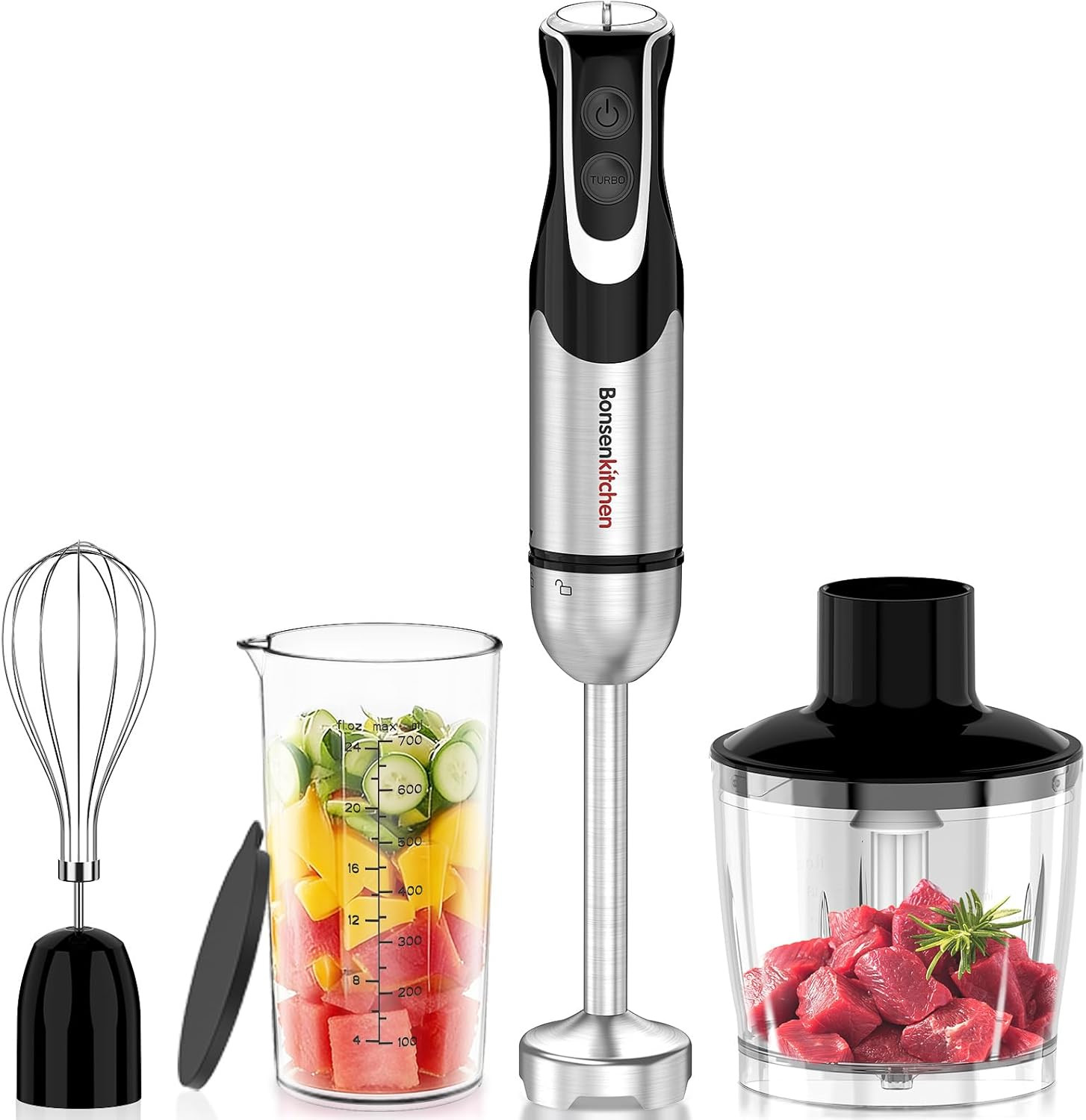 Immersion Blender with Food Processor,12 Speeds & Turbo Mode | 4-In-1 Hand Blend