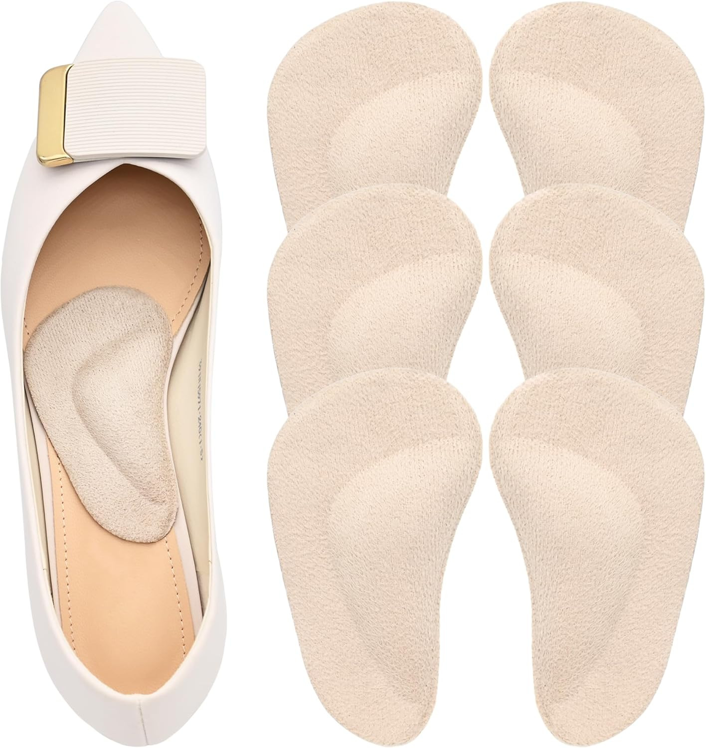Gel Arch Support, 3 Pairs Shoe Insoles for Flat Feet, Reusable Arch Inserts for