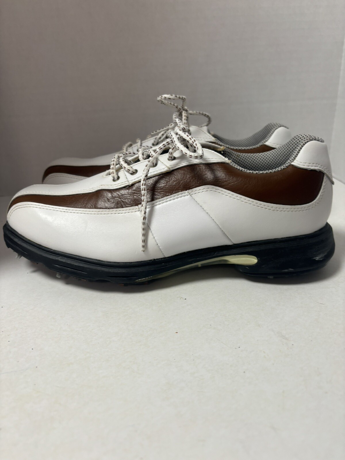 Etonic Stabilites Soft Spikes Leather Golf Cleats Shoes Mens 7mediumWhite Brown