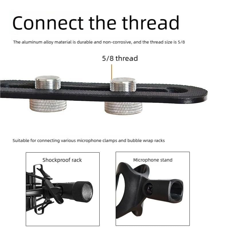 CH4 Mini 4 Mic Mount Bar 5/8Inch Thread Fits Microphone Stand Boom Arm Hold