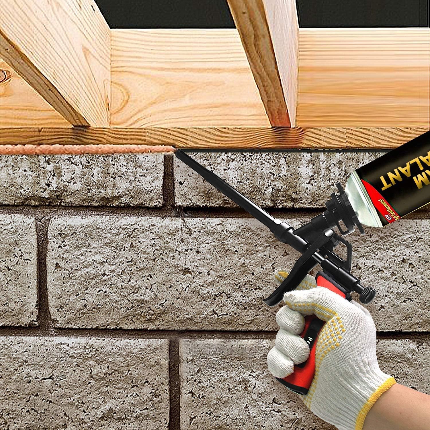 Versatile Professional Caulking Foam Gun with Precision Control - Red 12.99 inch