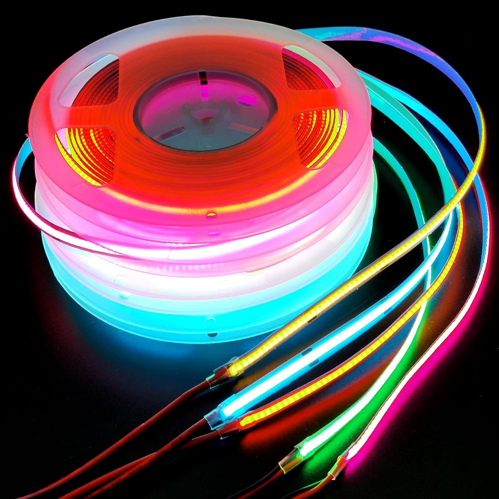 DC12V 5MM Thin PCB Premium 400LEDs/M Pure Single Color COB Flexible High Dens...