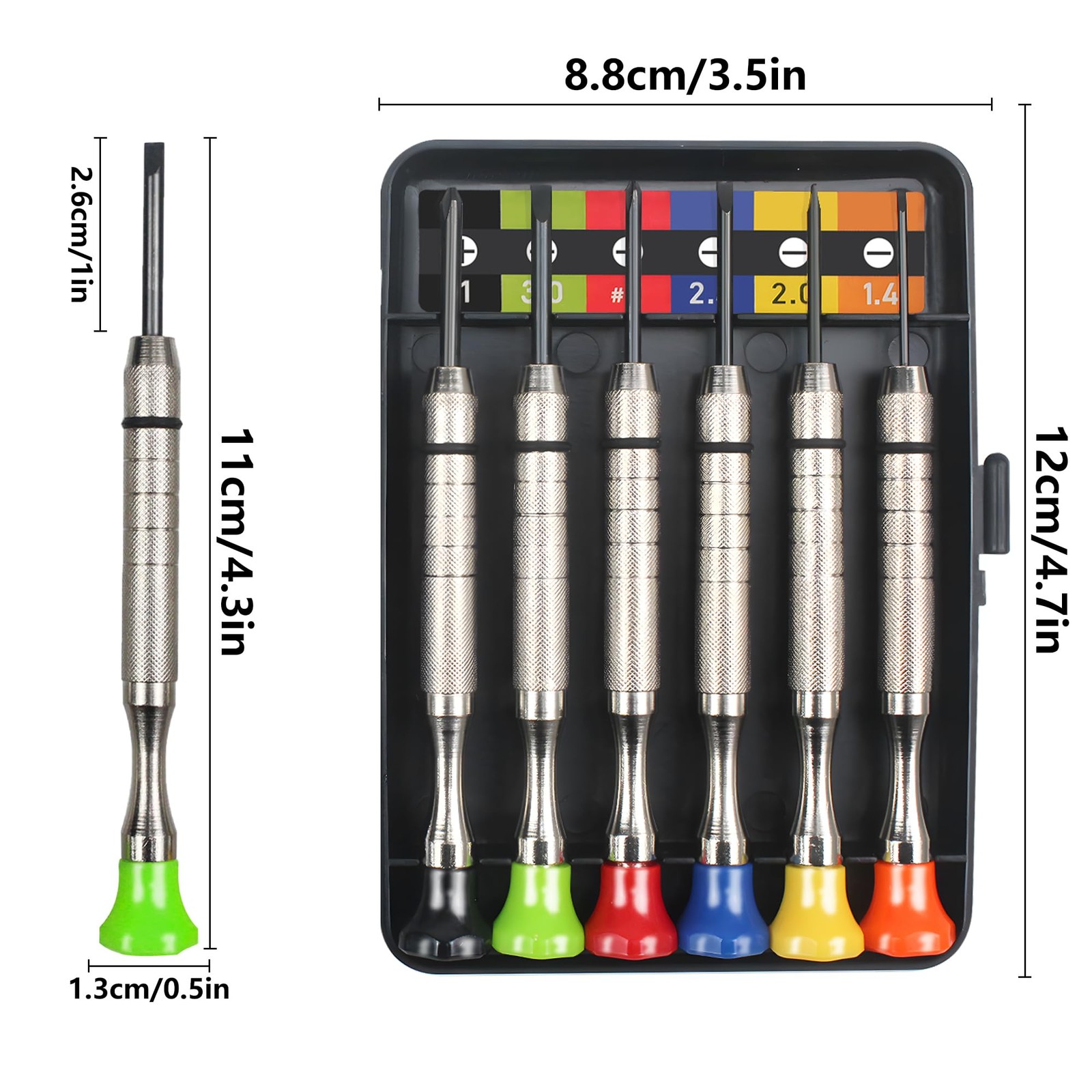6Pcs Small Screwdriver Set -3pcs Flathead and 3pcs Phillips Micro Colorful