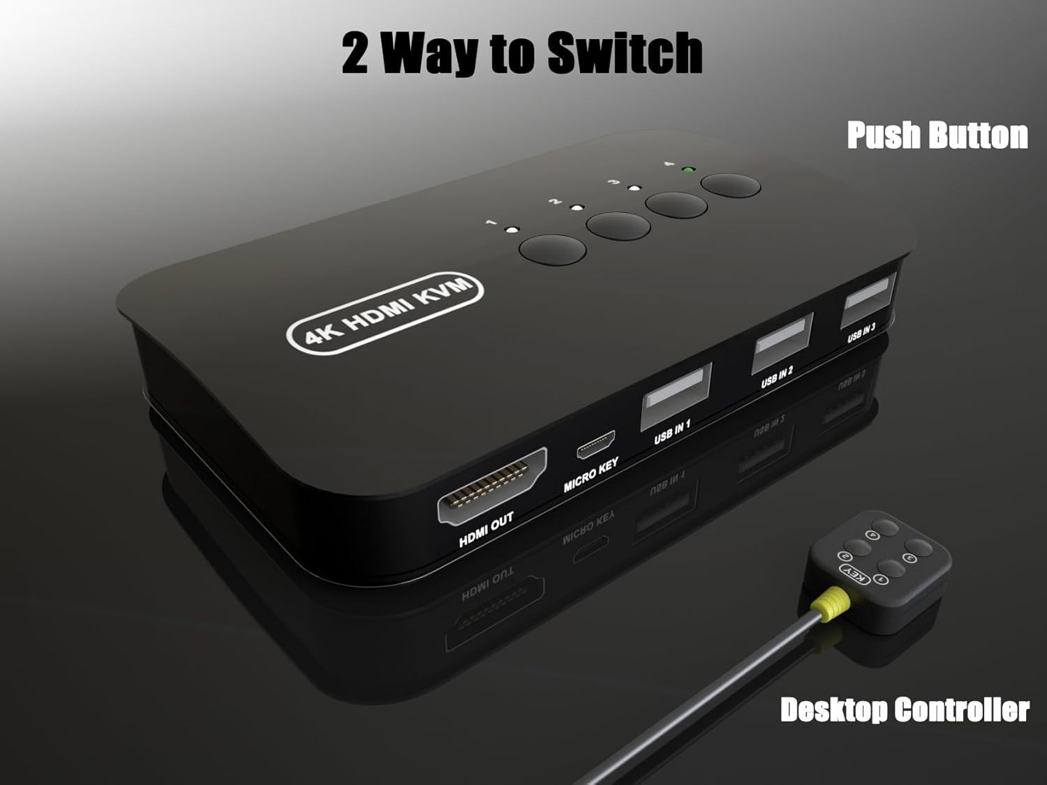 High-Definition 4-Port KVM Switch for 4 Computers - Includes Cables & Controller