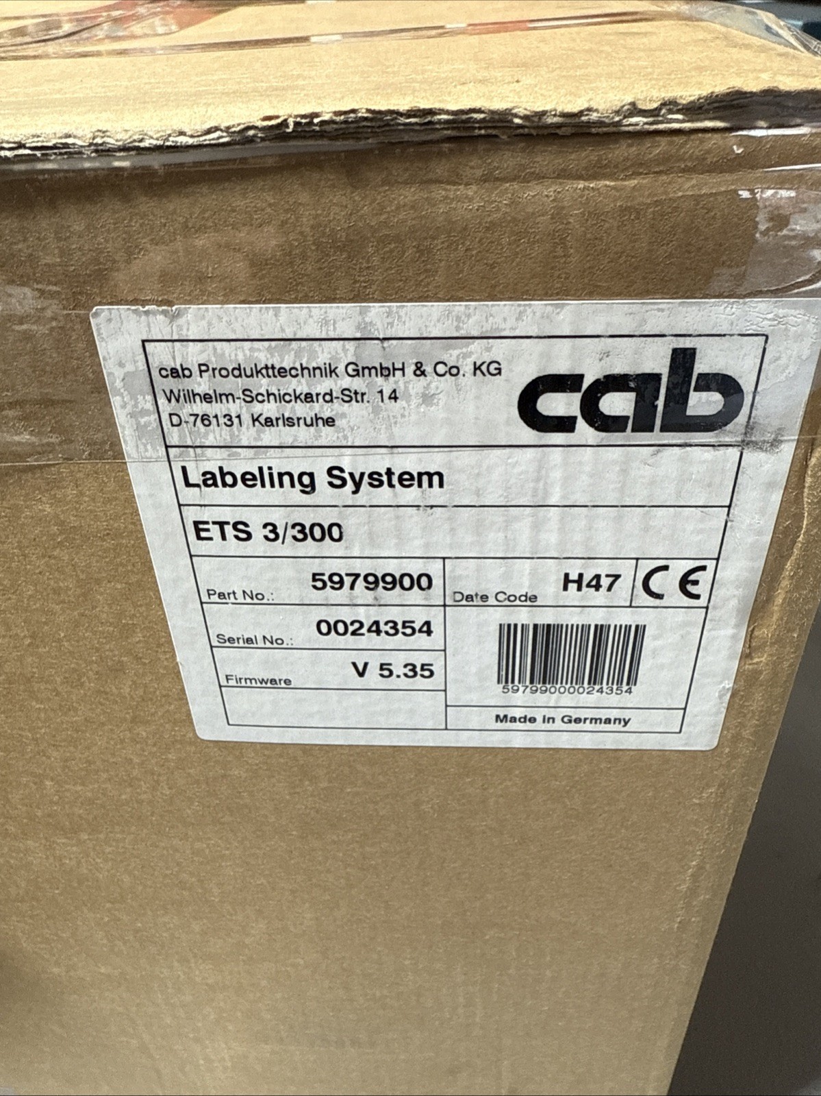 Cab Produkttechnik ETS 3/300 Labelling System Printer