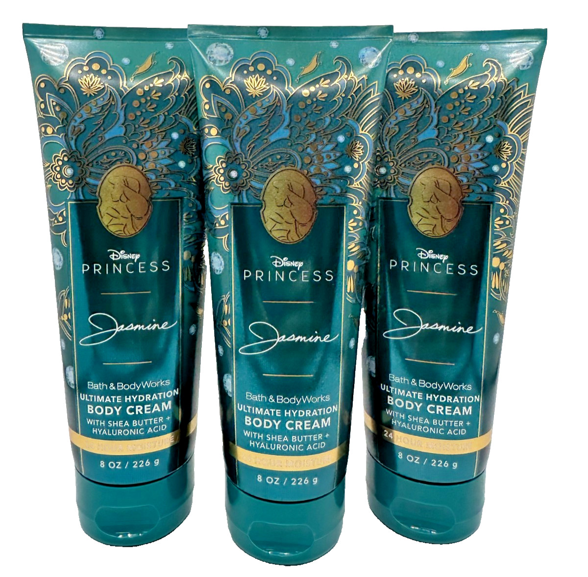 NEW Bath & Body Works Lot of 3 Tubes Disney Princess Jasmine Body Cream 8 oz