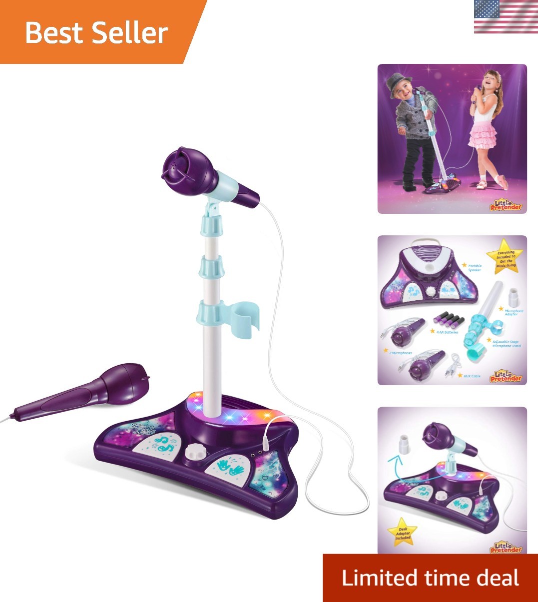 Ultimate Kids Karaoke Machine with 2 Mics, Adjustable Stand & Flashing Lights