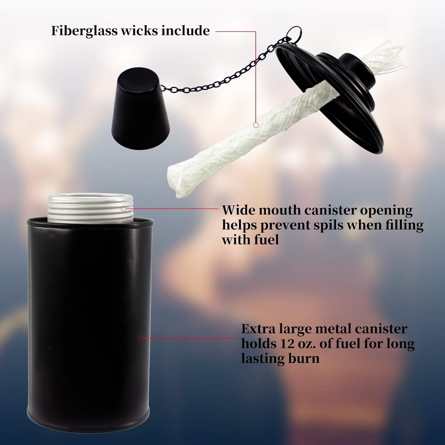 12oz Torch Replacement Canisters, Bamboo Lantern Refillable Torches, Decorati...