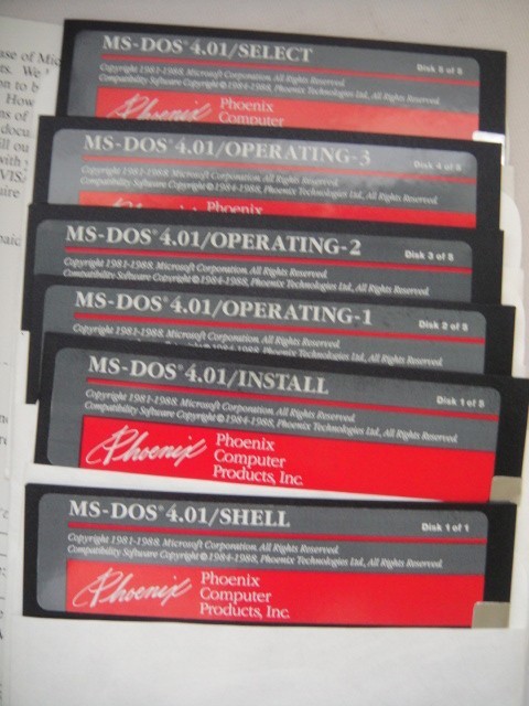 Vintage 1988 Phoenix Slim Microsoft MS-DOS V4.01 ~6 Discs +Users Guide +Orig Box