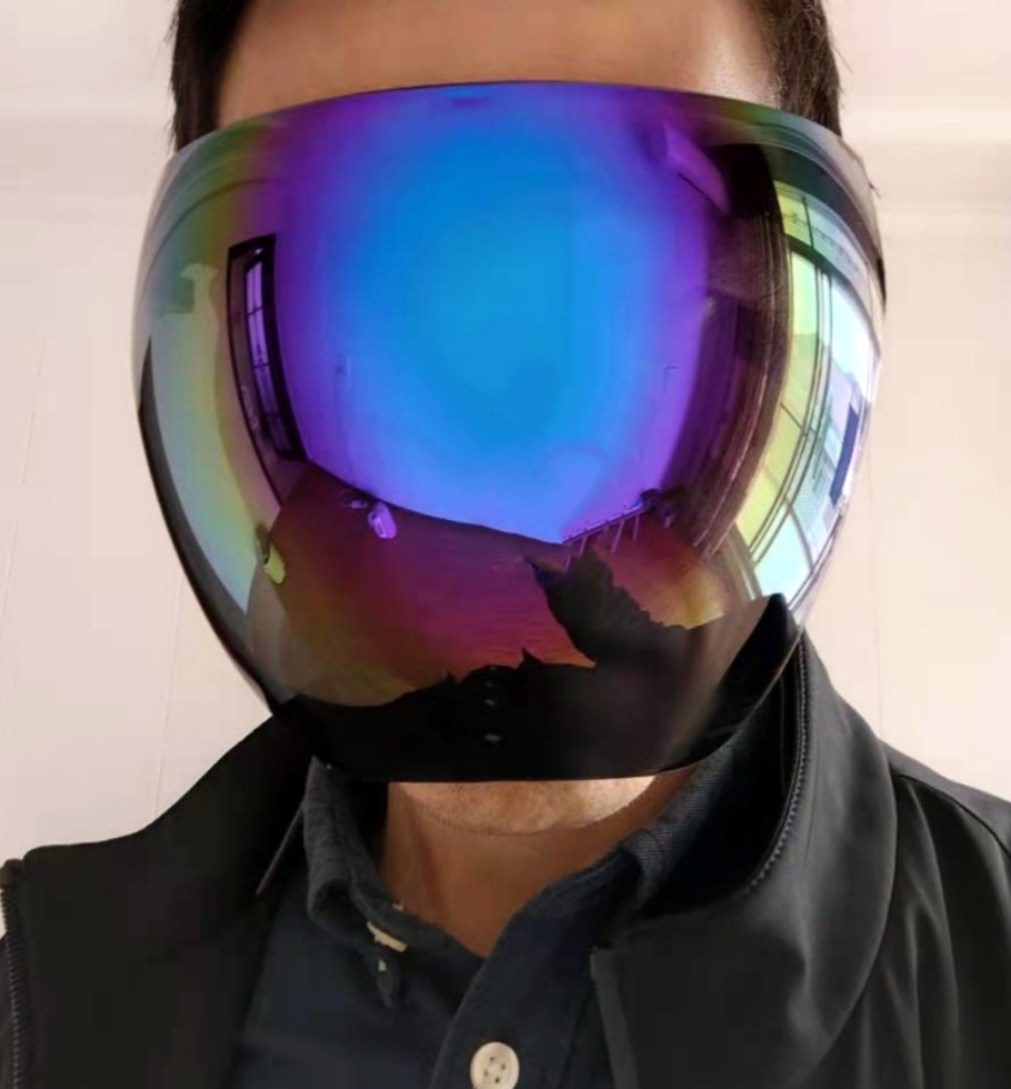 Oversized ABS Mirrored Sunglass Gradient Blue Coated Protective Full Face Mask