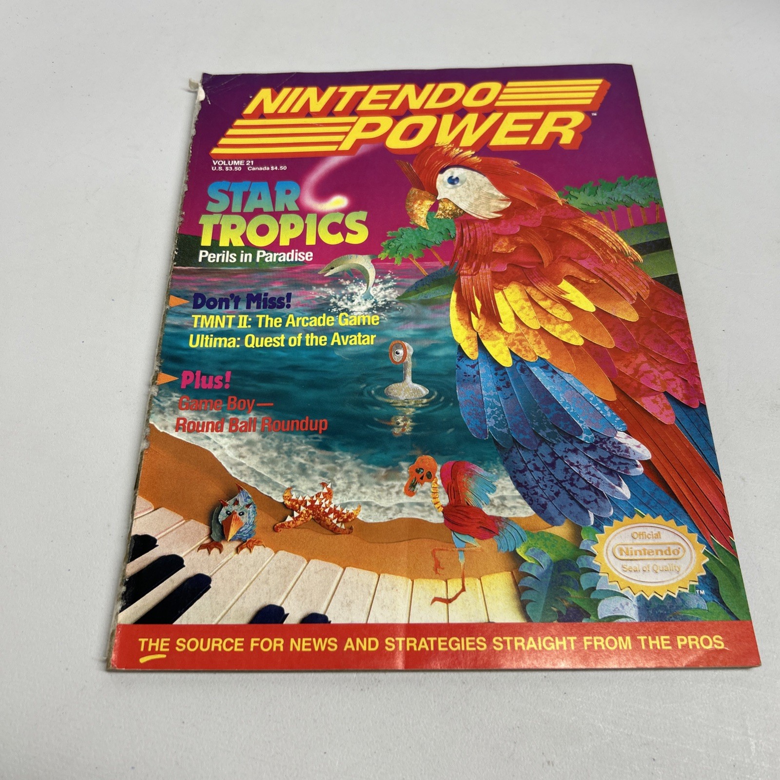 Nintendo Power Magazine Vol. 21 February 1991 Star Tropics Peril's W/ Poster