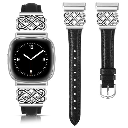 Celtic for Fitbit Versa 4 3/Sense 2 1 (No for Versa 2 1) Black/Silver Buckle