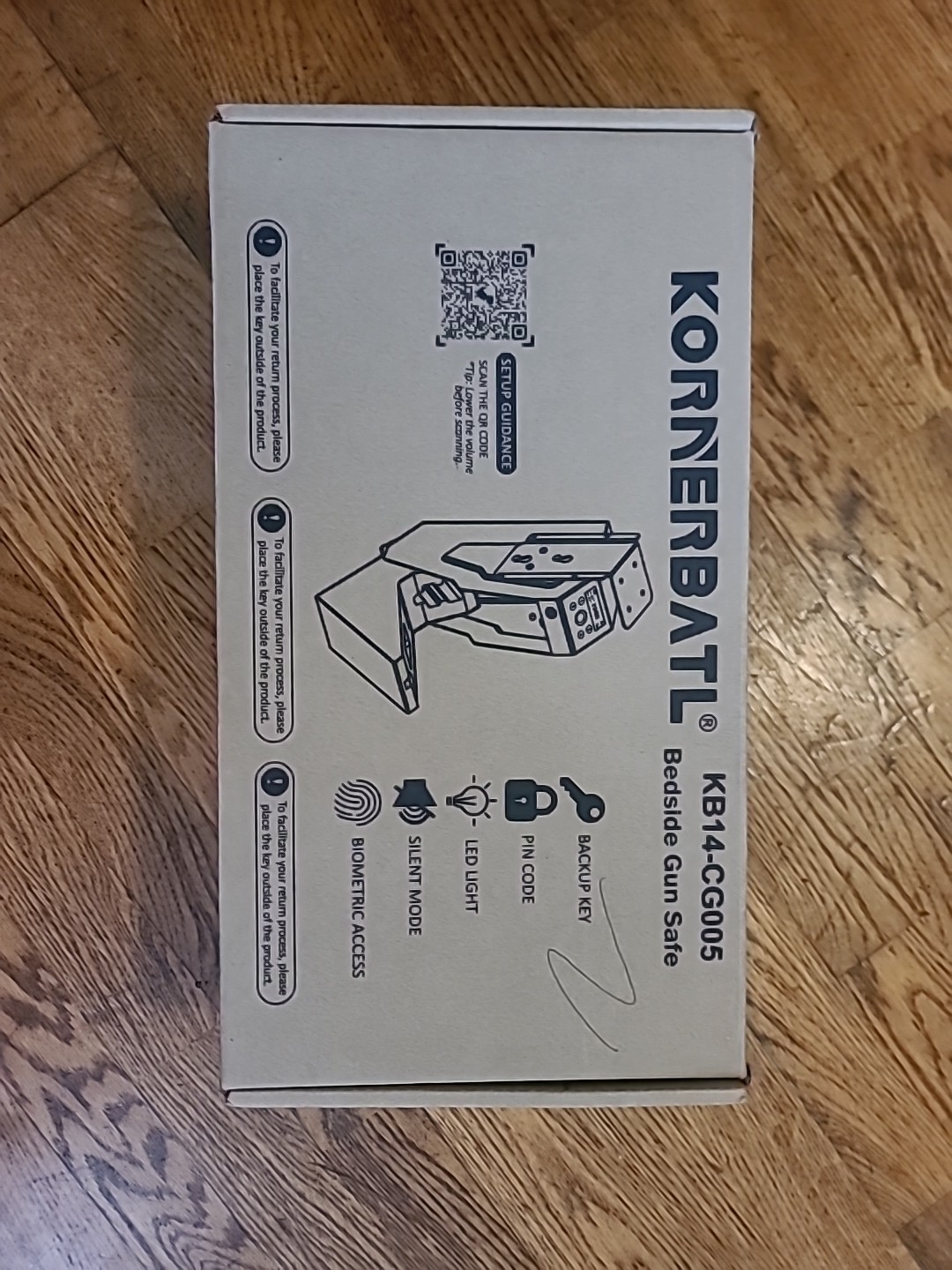 Kornerbalt VT14-CG005 Slider Handgun Gun Safe, Nightstand Fingerprint