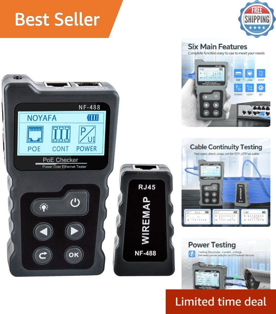 Efficient PoE Tester for DC Power, Voltage & Network Cable Testing - 4 x 1.5 in