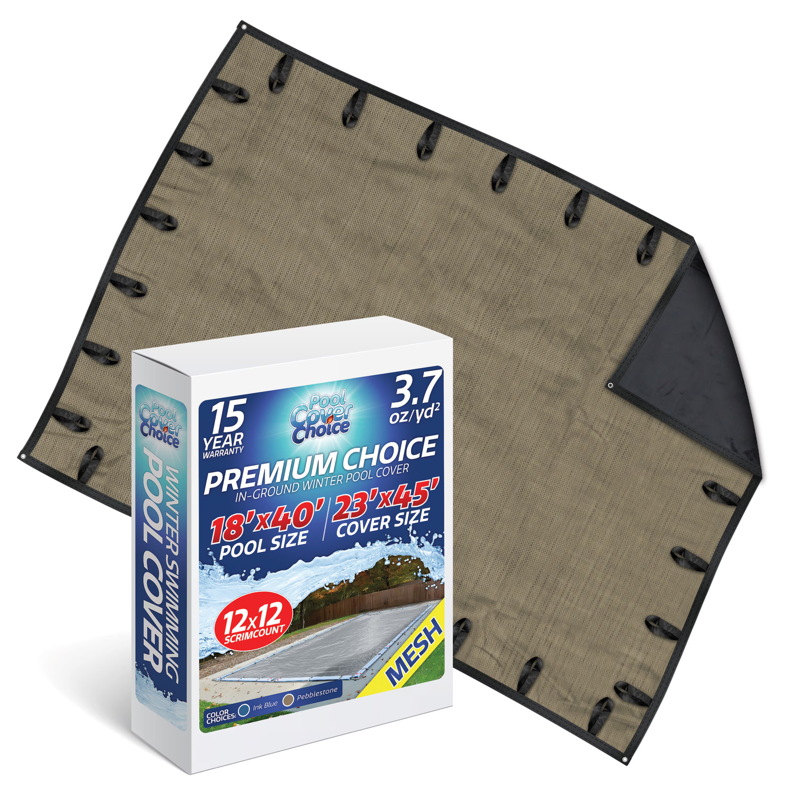 PoolCoverChoice Winter Swimming Pool Cover for 18 ft x 40 ft Rectangular Pool