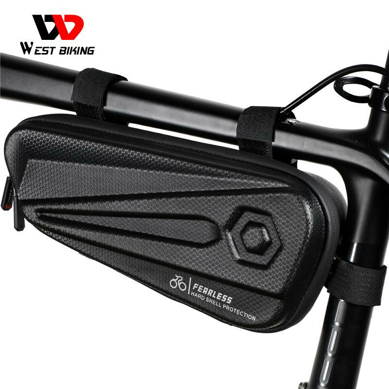 WEST BIKING Waterproof Bicycle Frame Bag Hard Shell Cycling Triangle Bag Black