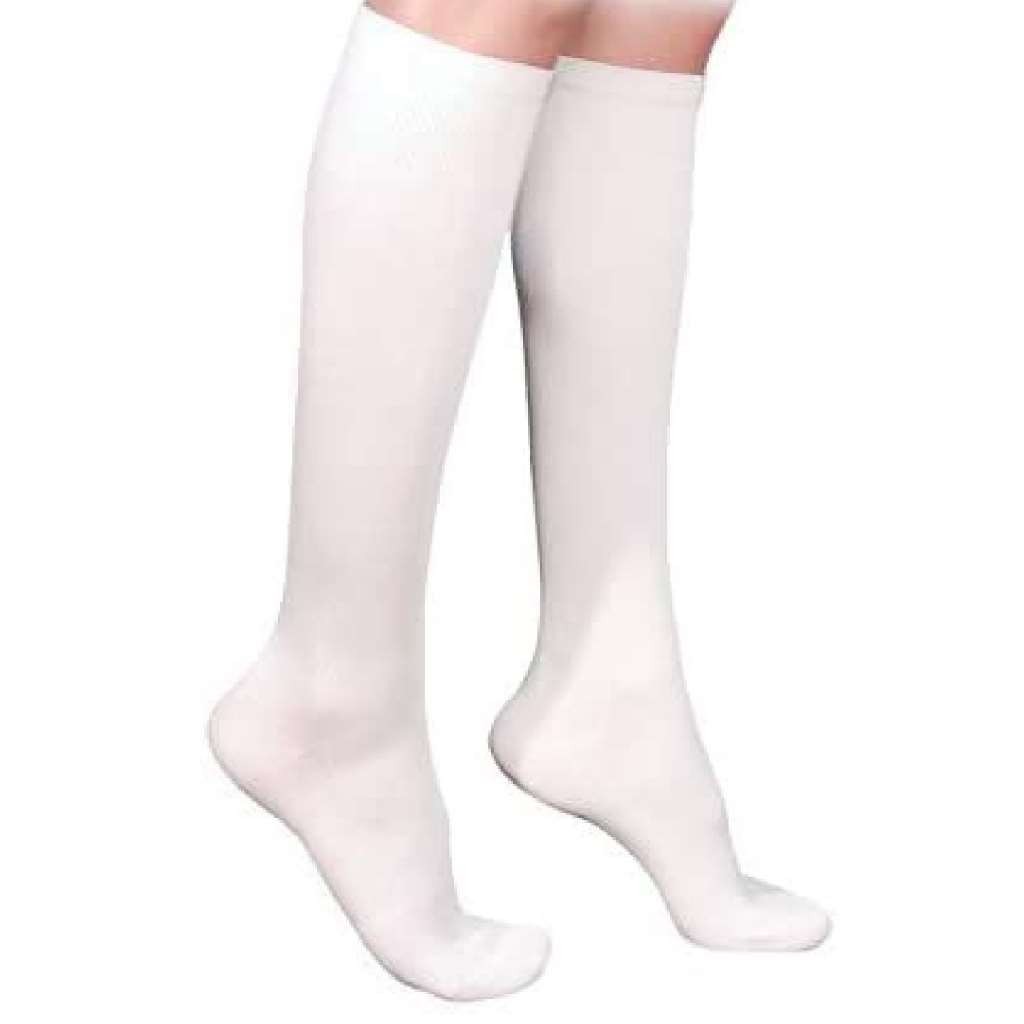 SIGVARIS Women’s Cotton Short Ribbed Calf Highs 30-40 White Large