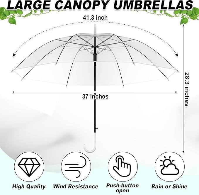 59Pack Clear Wedding Umbrellas Bulk Transparent Auto Open Stick #2069CT4