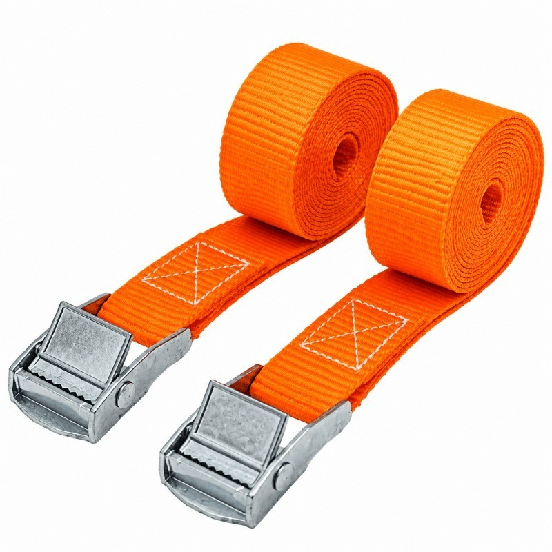 2PCS Cam Buckle Tie Down Straps 2M x 25mm Orange Cargo Lashing Straps Moving