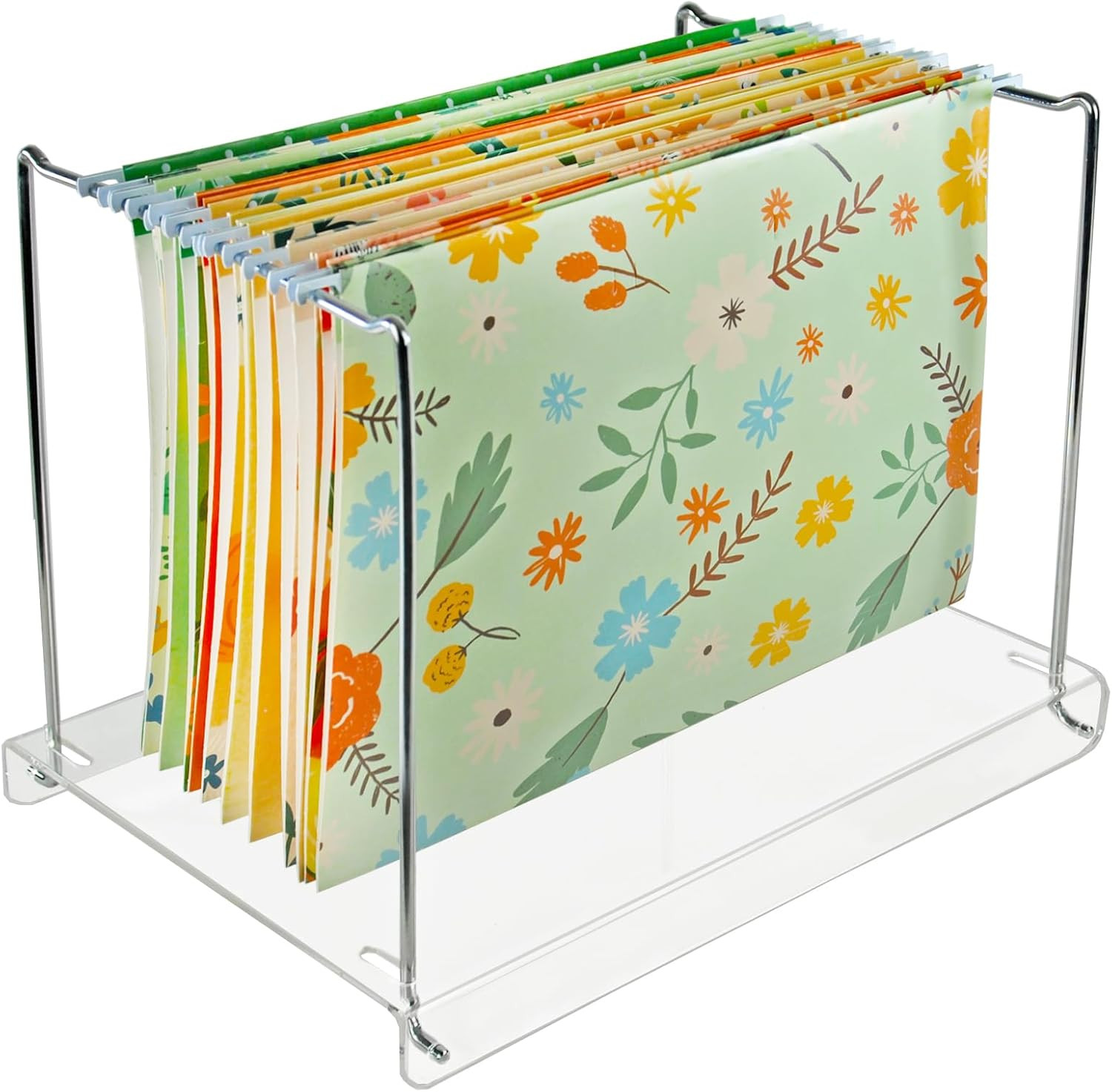 300359 Acrylic Desktop File Hanging Organizer with Metal Bar