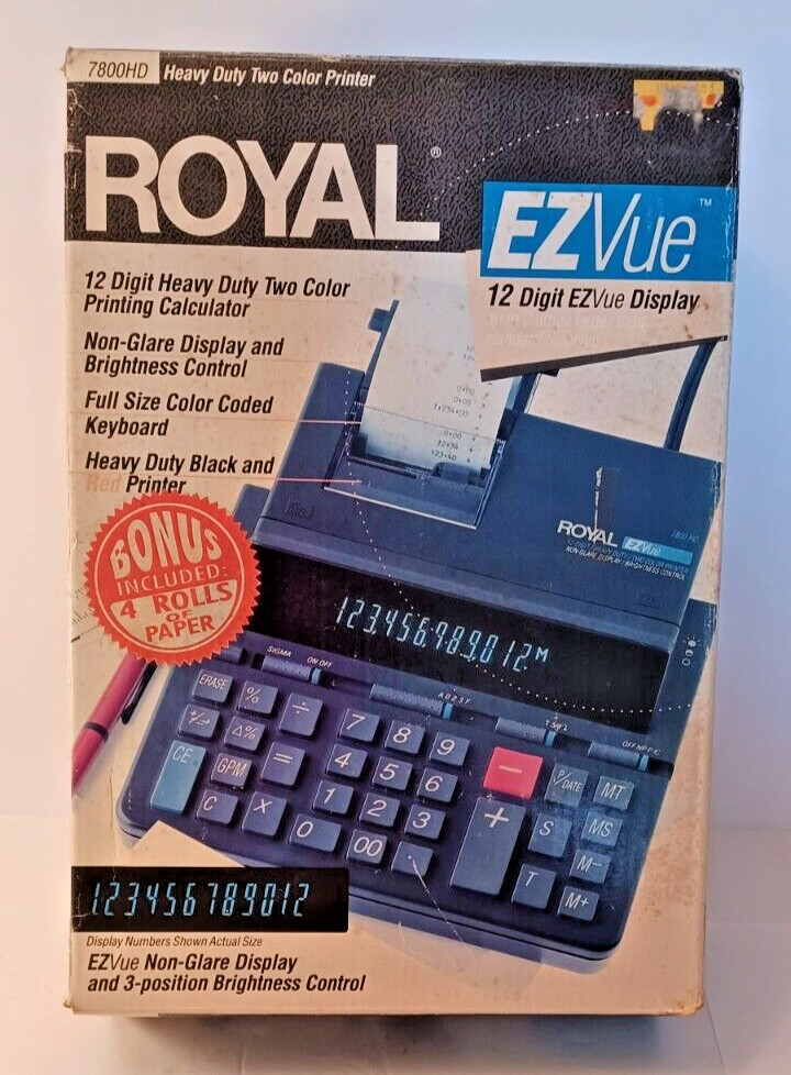 Royal EZVue 7800HD Heavy Duty 12 Digit Two Color Printing Calculator with Manual