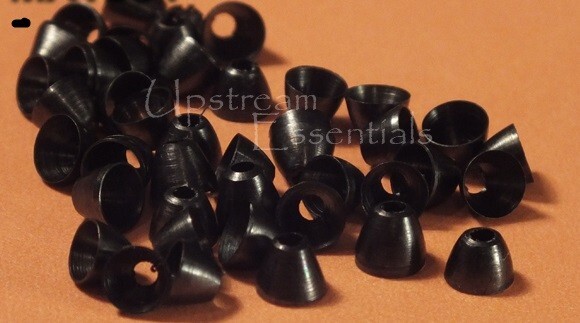 Brass Tapered Cone Heads for Fly Tying Black- 5/32" 4mm 50 pkg MAT264