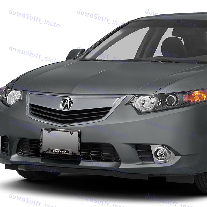 2PCS New For ACURA Black Carbon Fiber Metal License Plate Frame MDX RDX TSX TL