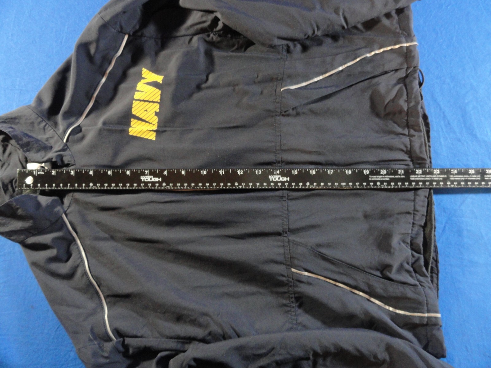 DISCONTINUED USN US NAVY BLUE REFLECTIVE PT RUNNING JACKET SMALL EXTRA SHORT