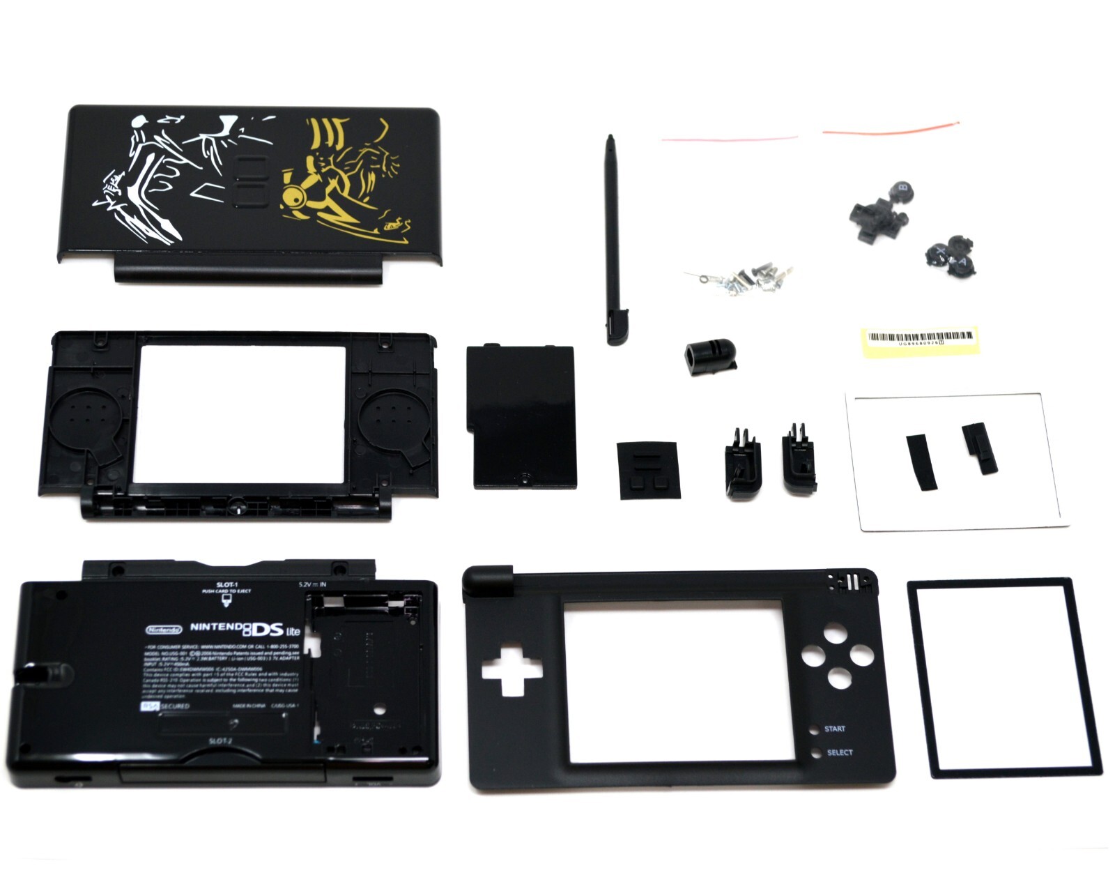 Full Replacement Nintendo DS Lite Housing Shell Screen Lens BlackGreenClearGold
