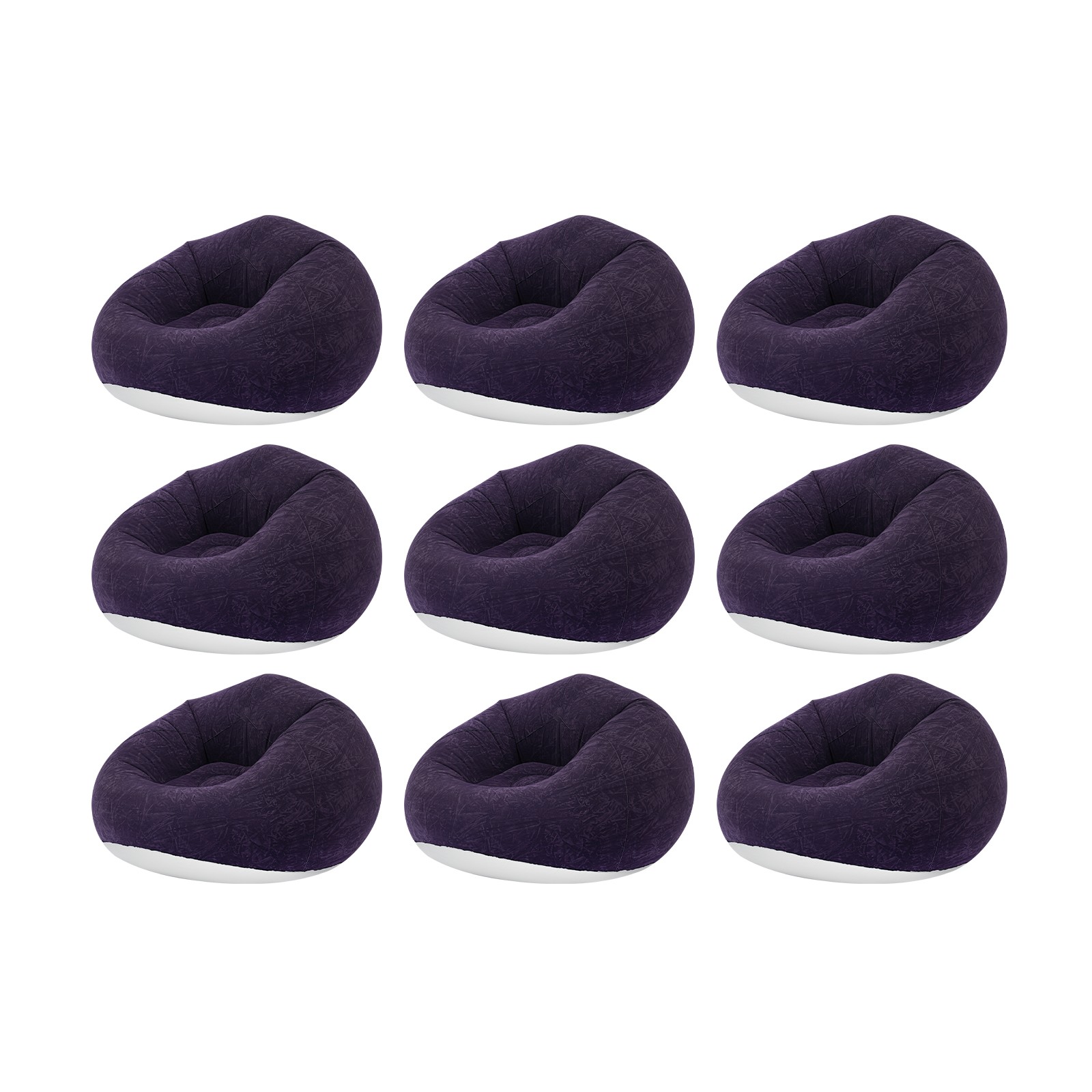 9 Pcs Inflatable Sofa Set Dark Blue Pvc Flocking Camping Lounge Chairs With Pump