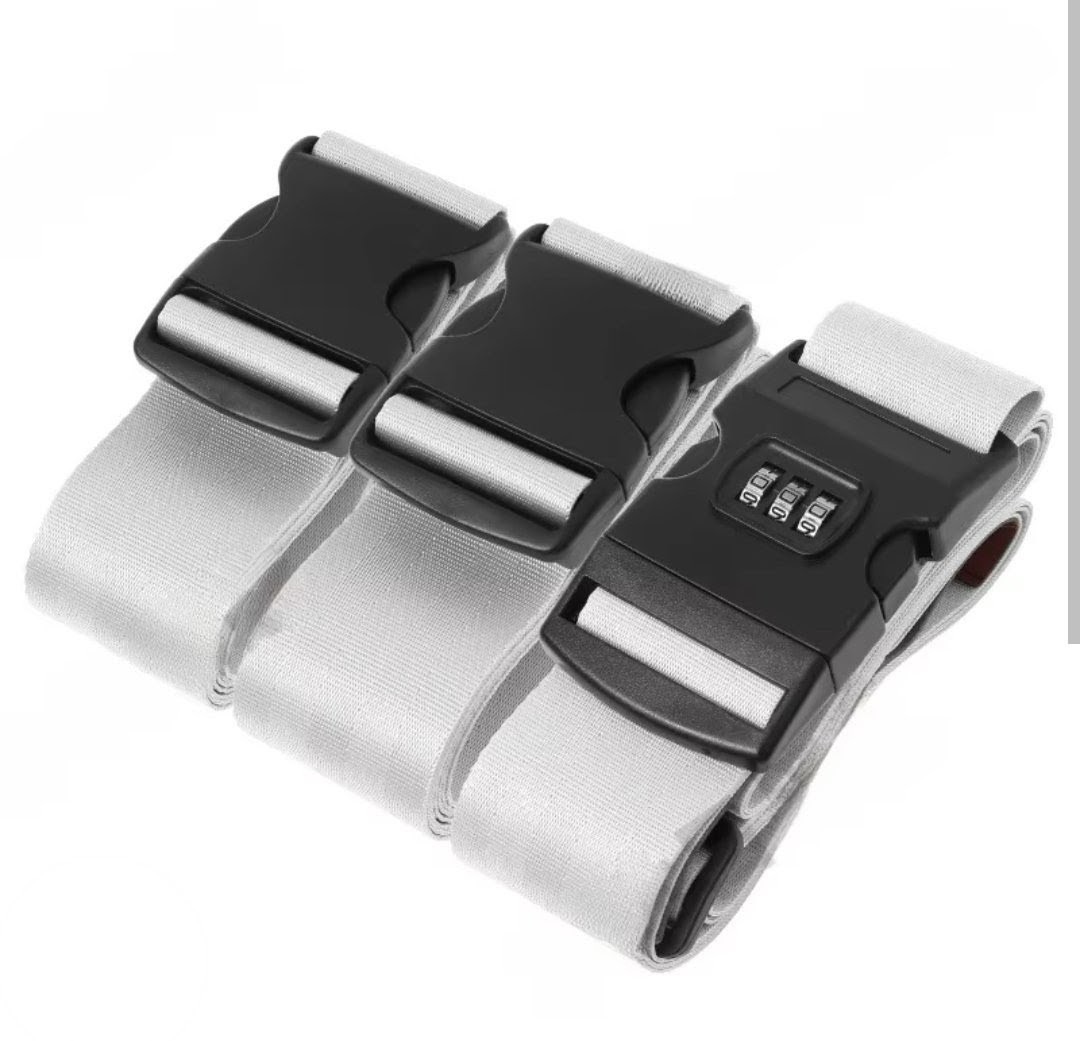HannaFires Grey Triple Reinforced Luggage Strap With TSA Lock