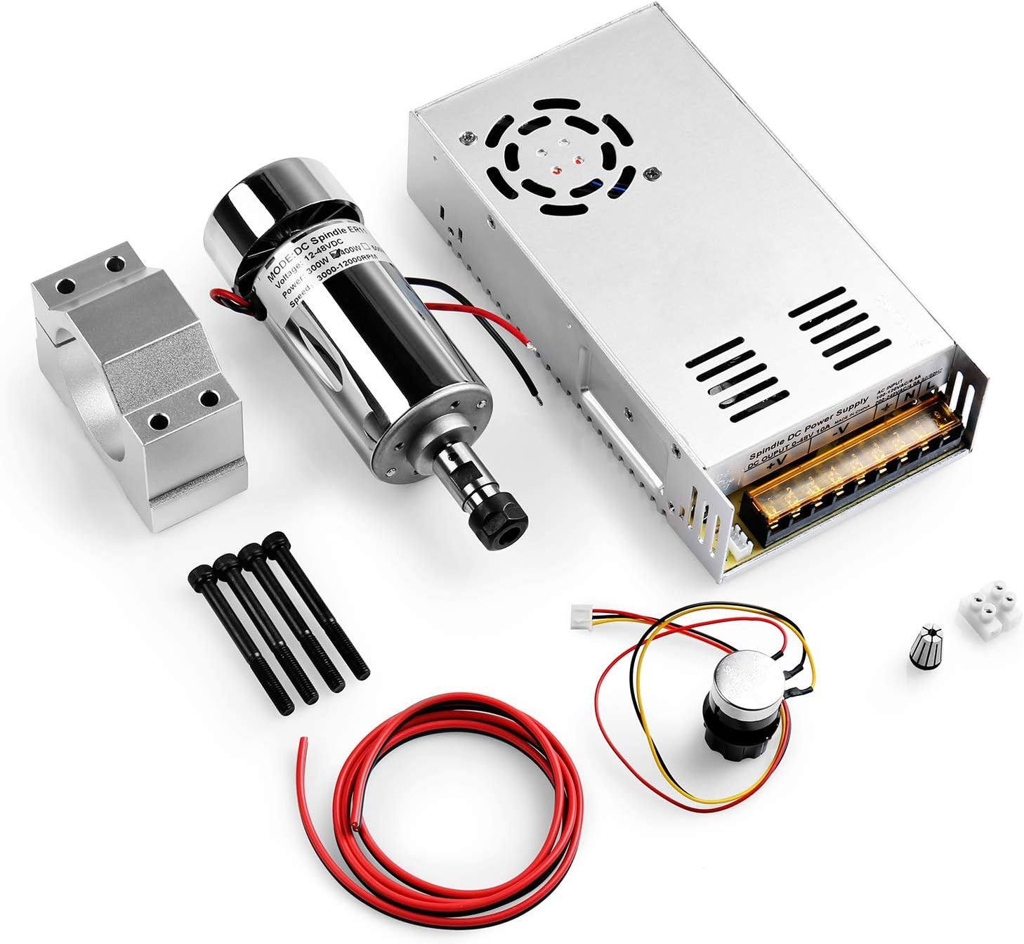 Genmitsu 300W DC Spindle Motor Kit 48V Power Supply 52mm Clamp ER11 CNC Router
