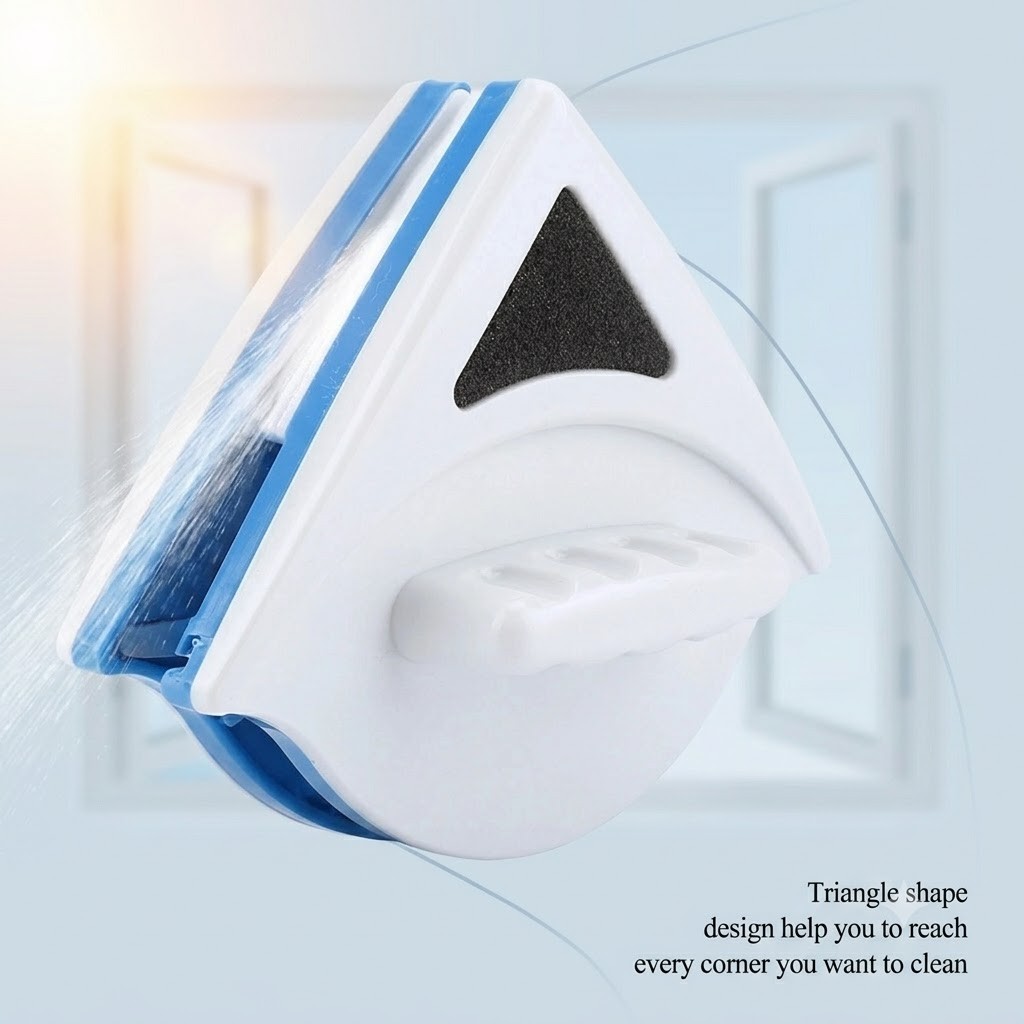 LT Triangle Shape Double Side Magnetic Window Cleaner Glass Wiper Cleaning Br