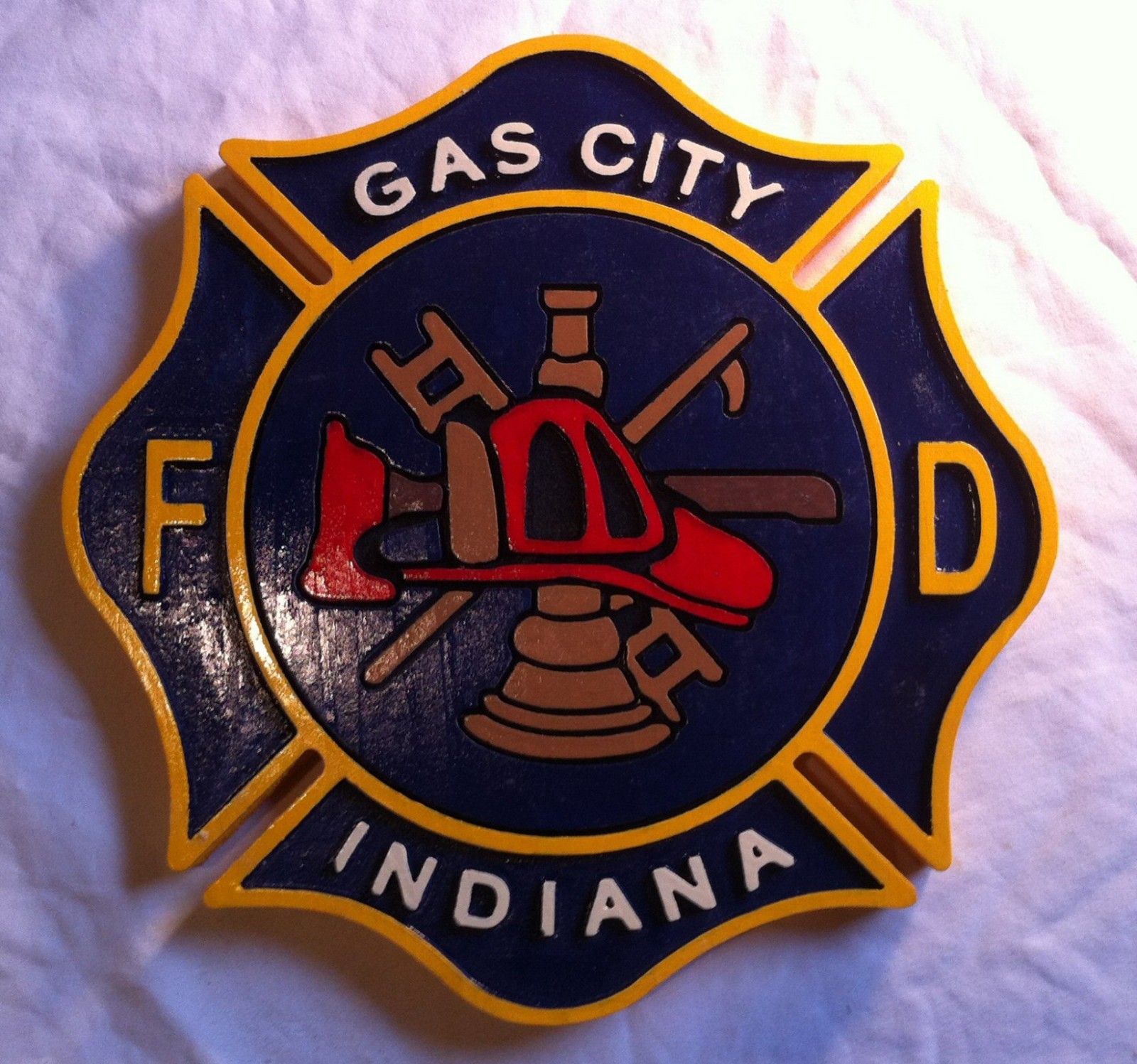 Fire Department Gas City 3D routed wood patch plaque sign Custom