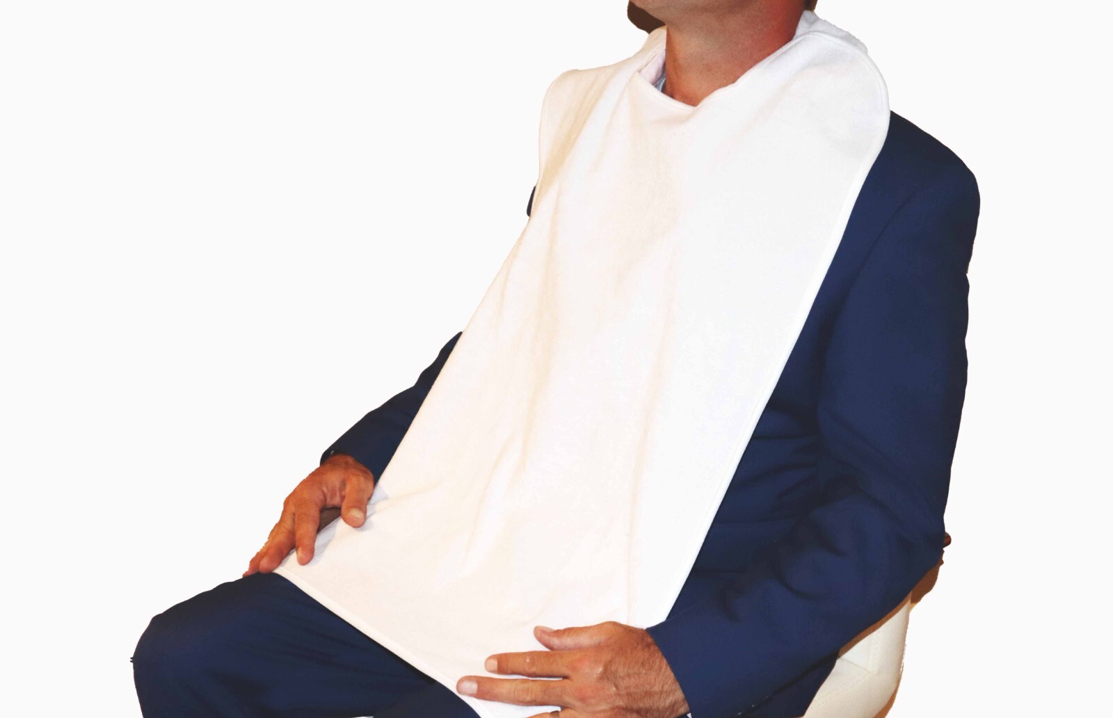 Adult Bib - Premium Large Reuseable Adjustable Waterproof 17.5" x 36" White