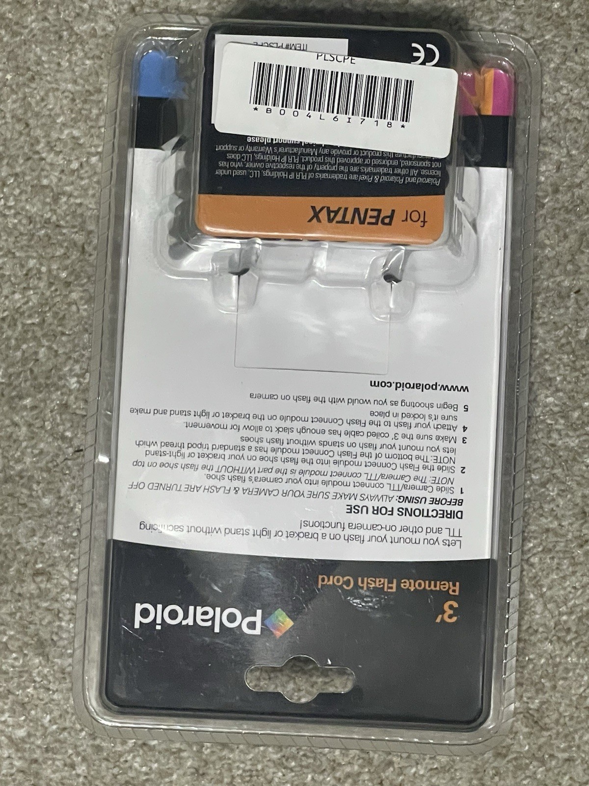 RARE Polaroid 3’ Remote Flash Cord TTL Pentax NOS
