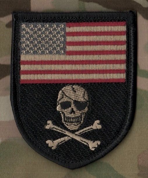OIF OEF USNSWC SOCOM SEAL TEAM NSWG-3 vêlkrö BLACK PATCH: US FLAG ONE-EYE SKULL
