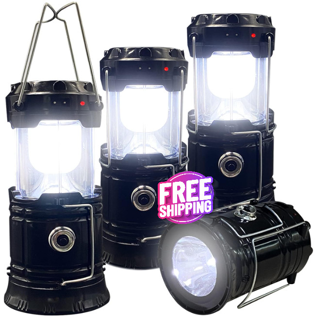 Plegable Luces de Camping Recargable Lampara Solar Emergencia Linterna LED Camp