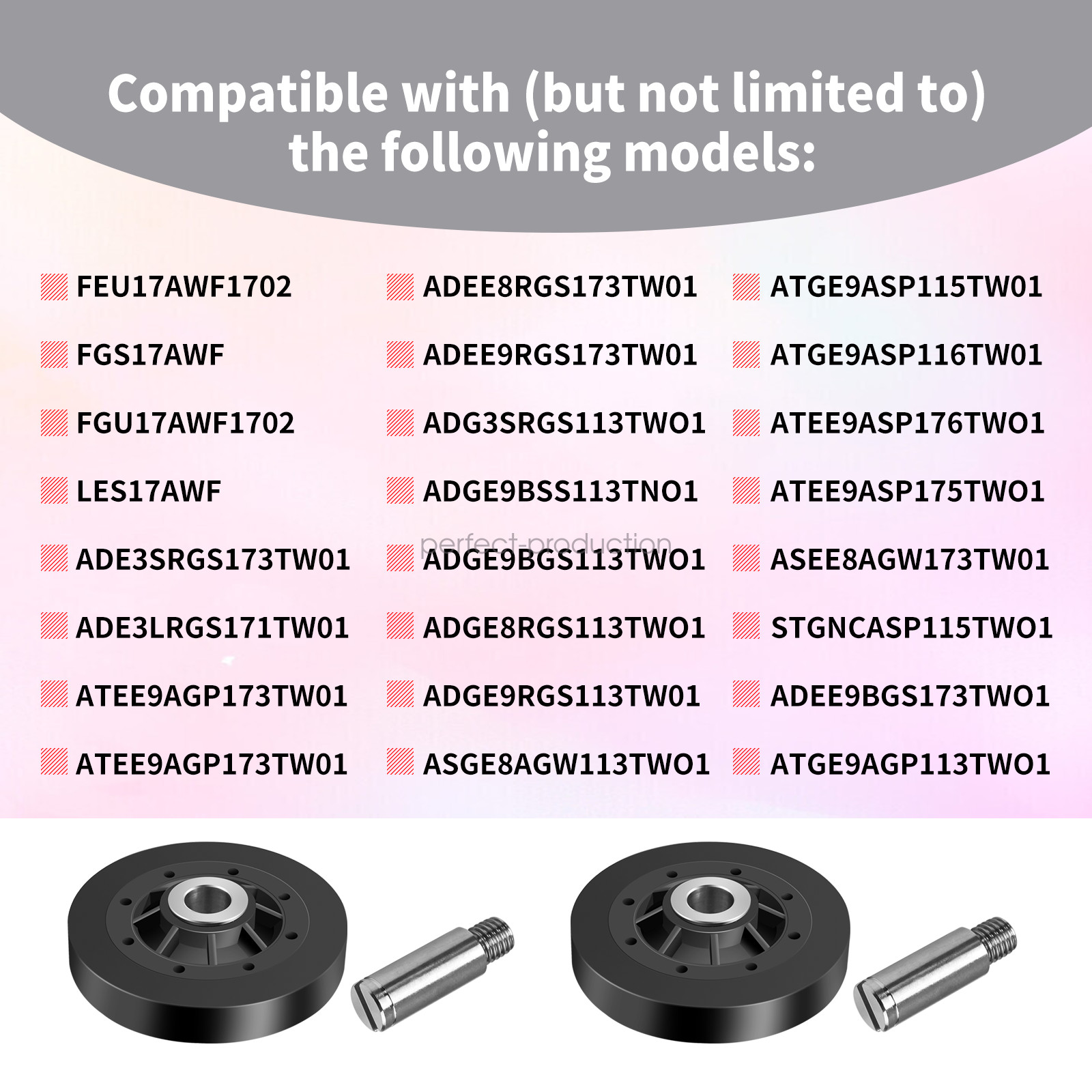 RB170002 Dryer Drum Roller Kit - Black Compatible with Speed Queen