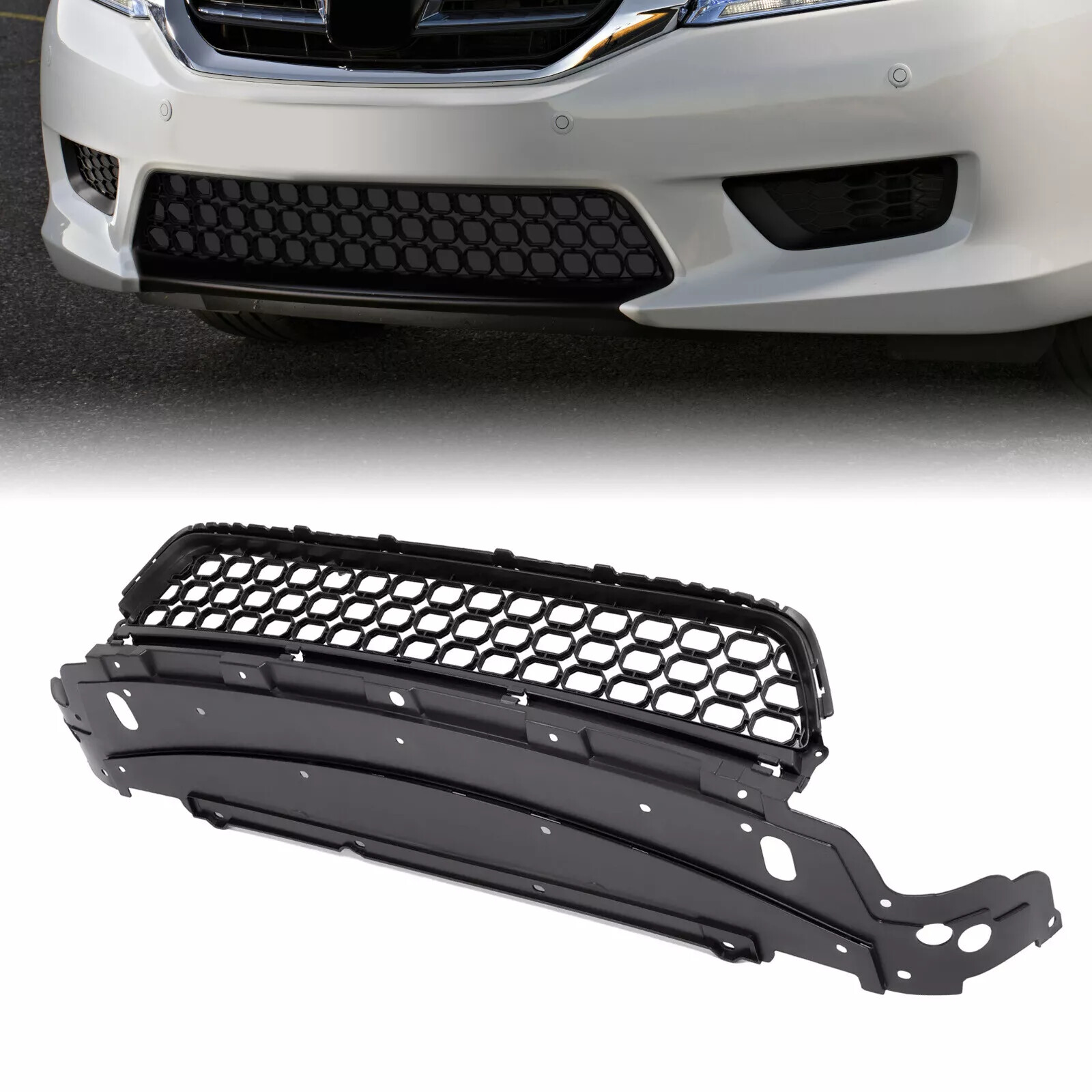 Front Bumper Lower Grille Assembly Honeycomb Style Fits 2013-2015 Honda Accord