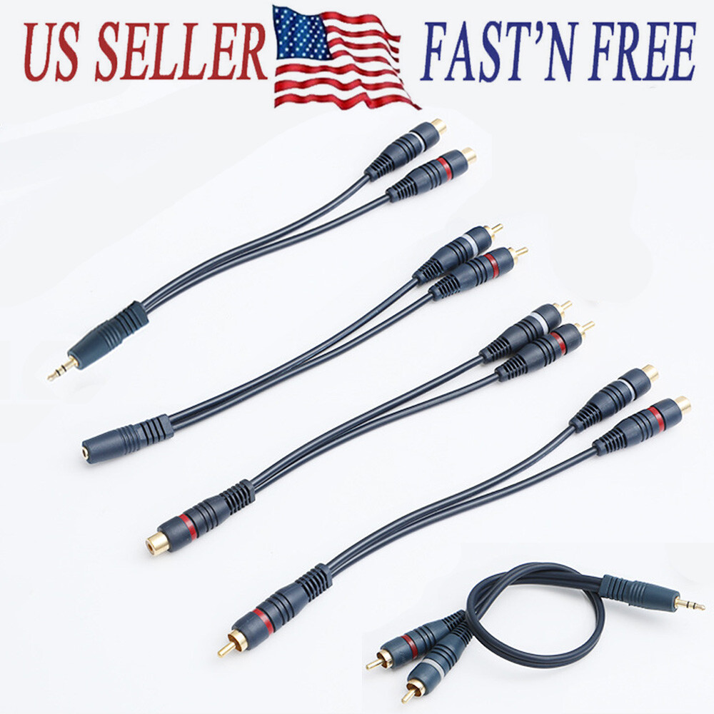 RCA 1 Male to 2 Female Audio RCA 1 Female to 2 Male Y-Converter Splitter Adapter