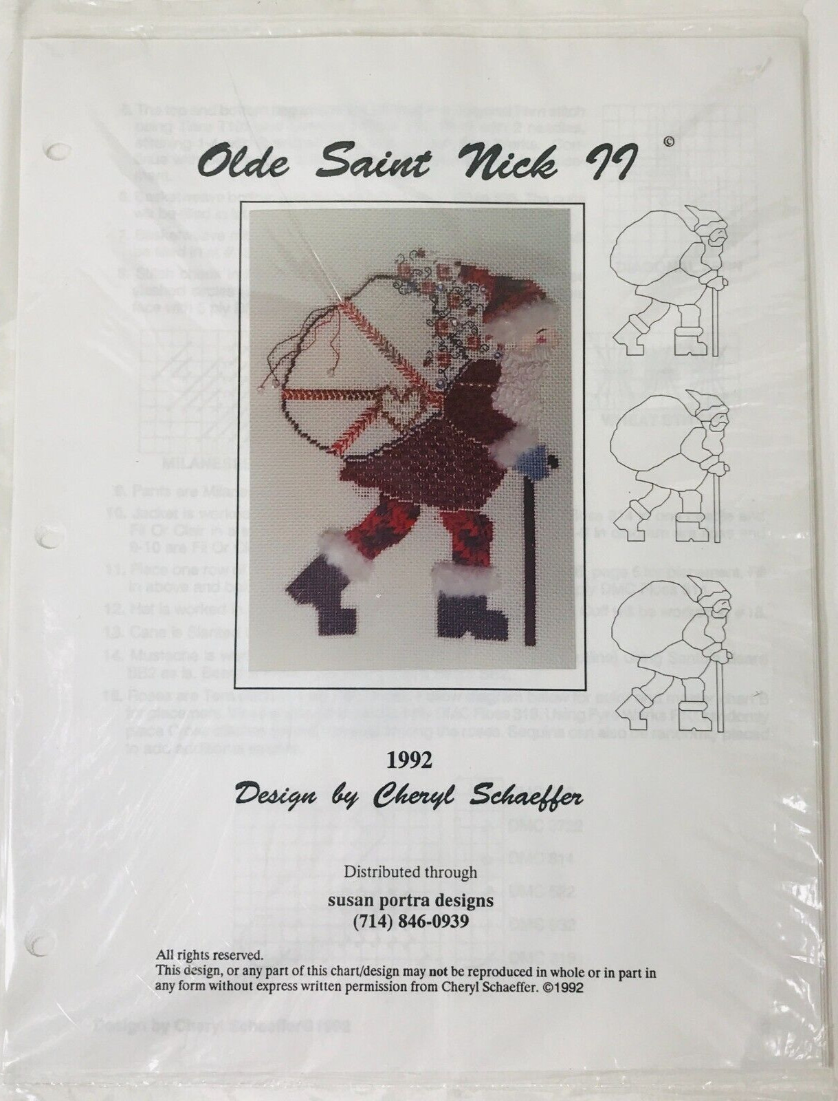 Susan Portra Designs OLDE SAINT NICK II Needlepoint Pattern & Instructions VTG