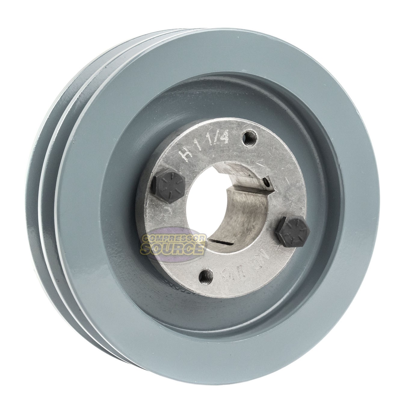 Cast Iron 4.75" Dual Groove Pulley Belt A Section 4L with 1-1/4" Sheave Bushing