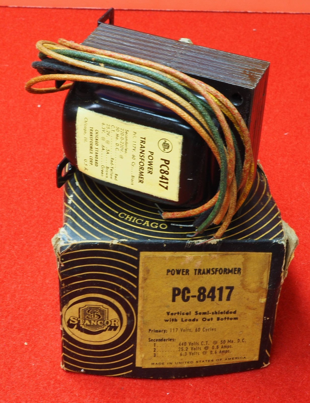 NOS Stancor PC-8417 Tube Plate Transformer 440V w/CT, 6.3 Volt, 25.2 Volt