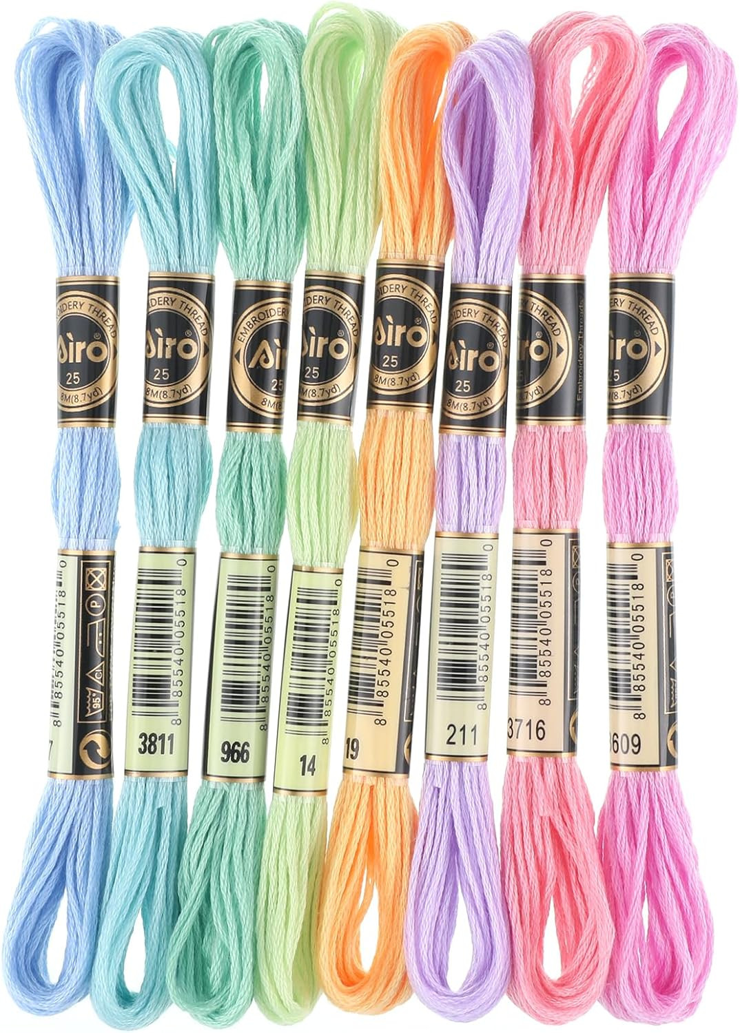 8 Skeins Macaroon Embroidery Thread 6 Ply Gradient Cross Stitch Floss DIY