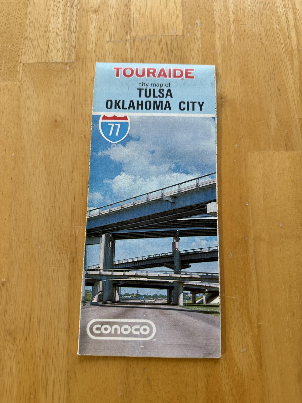 Vintage 1977 Conoco Touraide Tulsa Oklahoma City Street Map Folded Brochure USA