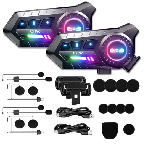Motorcycle Bluetooth Headset with Microphone,Wireless Helmet 2 Intercom set